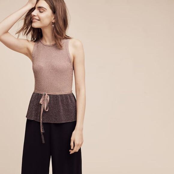 Anthropologie's Moth Metallic Peplum Tank - Picture 7 of 7